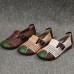 Women Breathable Retro Duck Paw Colorblock Hollow Soft Comfy Simple Slip On Flat Shoes