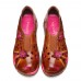  Genuine Leather Handmade Woven Comfy Breathable Hollow Ethnic Floral Embellished Flat Shoes