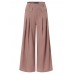 Women Solid Color Button Casual Loose Wide Leg Pants With Pocket
