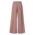 Women Solid Color Button Casual Loose Wide Leg Pants With Pocket