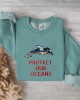 Eco Dolphin Embroidery Women's Crew Neck Sweatshirt