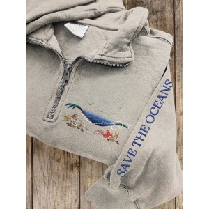 Save The Ocean Eco-print Women's Zipper Sweatshirt