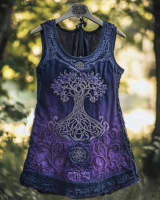 Boho Viking Tribal Celtic Knot Life Of Tree Patchwork Art Sleeveless Tank Top