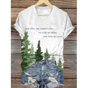 Women's Protect National Parks Inspired Print V-neck T-shirt