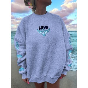 Women's Save The Ocean Embroidered Sweatshirt