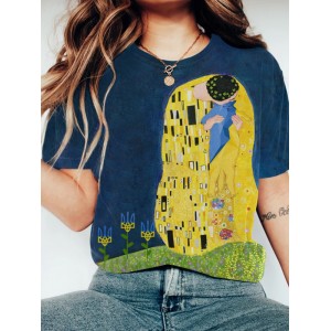 Women's Kiss Ukraine Cat Abstract Art Inspired T-shirt