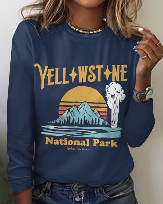 Women's National Park Scenic Eco-friendly Long Sleeves T-shirts