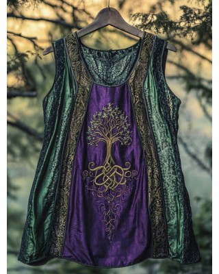 Boho Viking Tribal Celtic Knot Life Of Tree Patchwork Art Sleeveless Tank Top