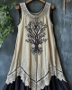 Women's Vintage Tribal Viking Tree Of Life Lace Panel Dress