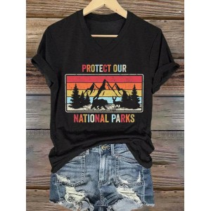 Women's Retro Protect Our National Parks Print T-shirt