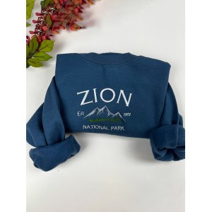 Zion National Park Embroidered Crewneck Sweatshirt