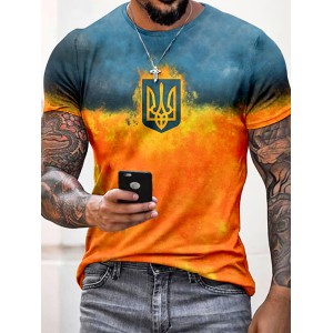 Men's Ukraine Trident Flame Graphics Art Cozy T Shirt