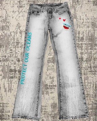 Protect Our Oceans Love Shark Embroidered Women's Micro Pant