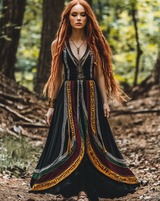 Women's Vintage Viking Celtic Rune Flowy Sleeveless Dress