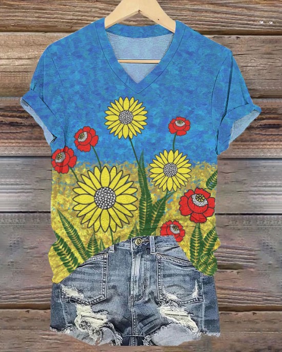 Retro Glory To Ukraine We Standing Together Art Pattern Casual T Shirt