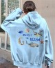Vintage Protect The Ocean Pattern Hoodie