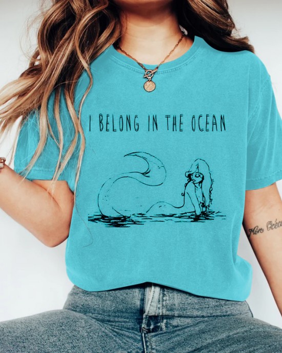 I Belong To The Ocean Mermaid Print Women's T-shirt