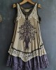 Women's Vintage Tribal Viking Tree Of Life Lace Panel Dress