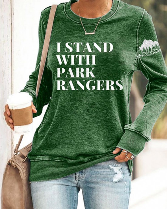 I Stand With Park Rangers Protect Our National Parks Print Sweatshirt