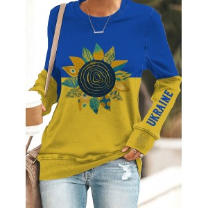Women's Stand With Ukraine Sunflower Crew Neck Sweatshirt
