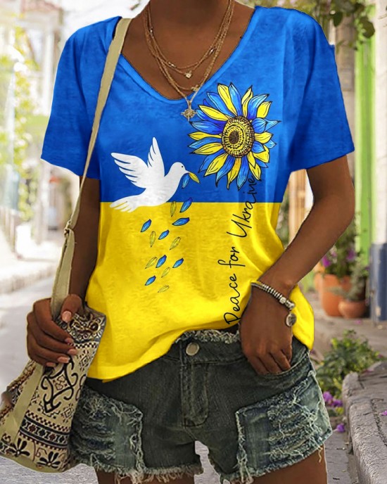 Women's Peace For Ukraine V-neck T-shirt