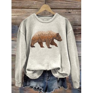 Women's Forest Bear Embroidered Sweatshirt