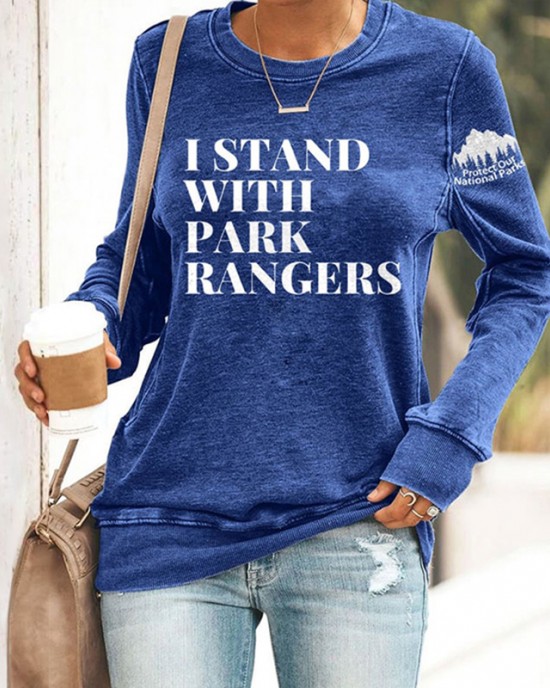I Stand With Park Rangers Protect Our National Parks Print Sweatshirt