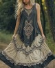Womens Viking Celtic Knot Rune Art Linen Dress