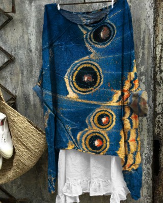 Butterfly Wings Inspired Art Flowy Linen Blend Tunic