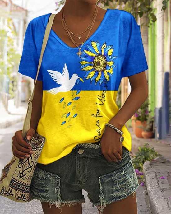 Women's Peace For Ukraine V-neck T-shirt