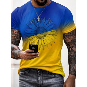 Men's We Stand Together Stop Ukr War Art Print Casual Short Sleeve T-shirt