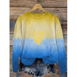Women's I Santd With Ukr Print Round Neck Sweatshirt