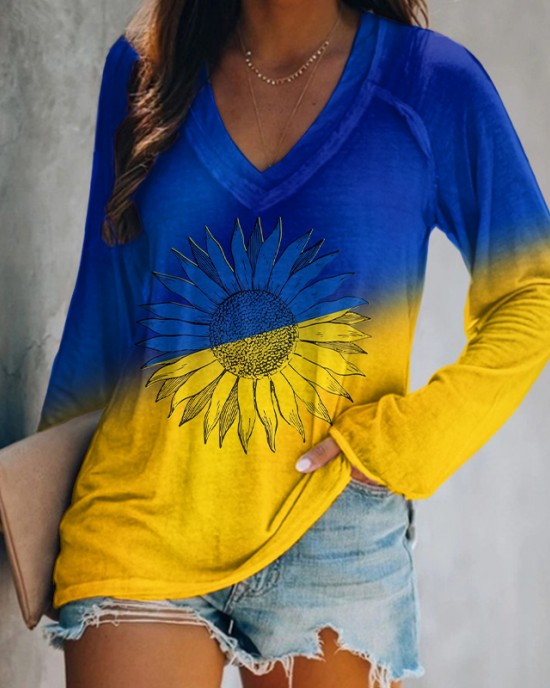 Women's Peace For Ukraine We Stand Together Stop Ukr War V-neck T-shirt