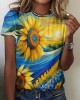 Women's Stand With Ukraine Sunflower Crew Neck T-shirt