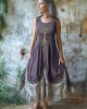 Women's Vintage Tribal Tree Of Life Patchwork Linen Blend Midi Dress