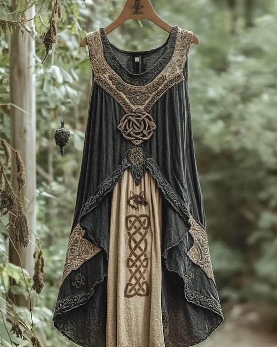 Vintage Tribal Viking Celtic Knot Tank Midi Dress