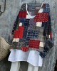 Japanese Sashiko Art Stitched Linen Blend Tunic