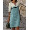 Classy Morandi Colorblock Notch Neck Midi Dress
