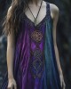 Vintage Celtic Mythology Gradient Lace Linen Tank Dress