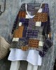 Japanese Sashiko Art Stitched Linen Blend Tunic