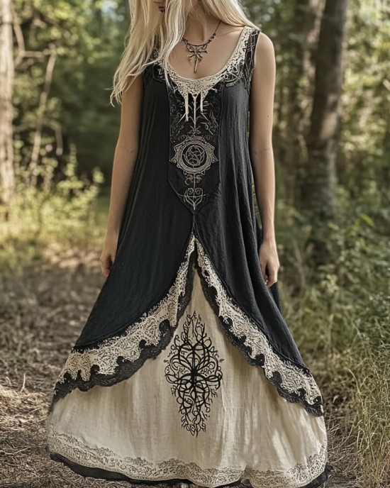 Womens Viking Tree Of Life Celtic Knot Art Linen Dress