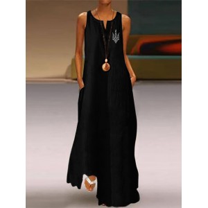 Ukraine Print V-neck Sleeveless Maxi Dress