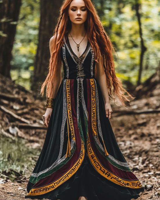 Women's Vintage Viking Celtic Rune Flowy Sleeveless Dress