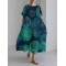 Circle Abstract Art Women's Linen Short Sleeve Maxi Dress