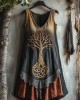 Viking Tree Of Life Lace Gradient Art Linen Tank Dress