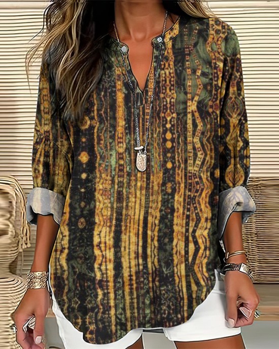 Vintage Gilt Geometric V-Neck Shirt