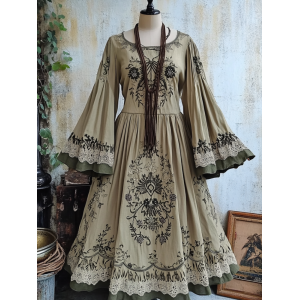 Women's Vintage Tribal Viking Patchwork Maxi Dress