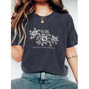 Respect The Locals Sea Turtles Embroidered Art Cozy T Shirt