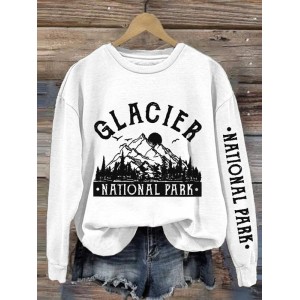 Women's Protect Our National Parks Hot Spots Print Crew Neck Long Sleeve Sweatshirt