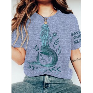 Save Our Seas Mermaid Print Women's T-shirt